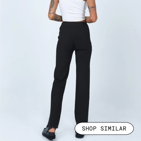 NWT Princess Polly Judy Wide Leg Knit Pants in Black - Petite - Picture 3 of 8